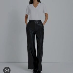 7 FOR ALL KIND NWT BLACK LEATHER WIDE LEG PINTUCK PANTS SIZE MEDIUM